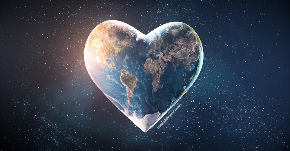 Image of heart-shaped planet earth depicting Cheers to Chapter Two Thoughtful Acts of Kindness During These Trying Times Can Make All the Difference